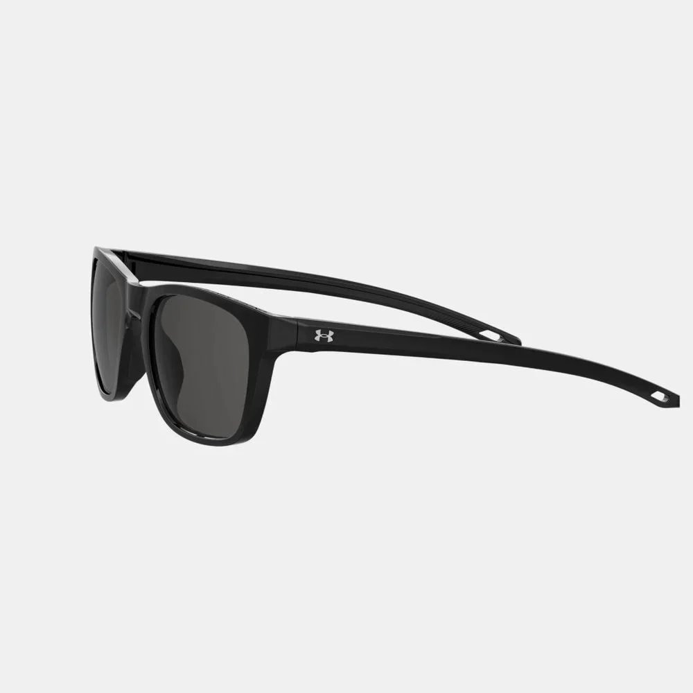 UNDER ARMOUR Sunglasses RAID Shiny Black Frame Gray POLARIZED Lens NEW